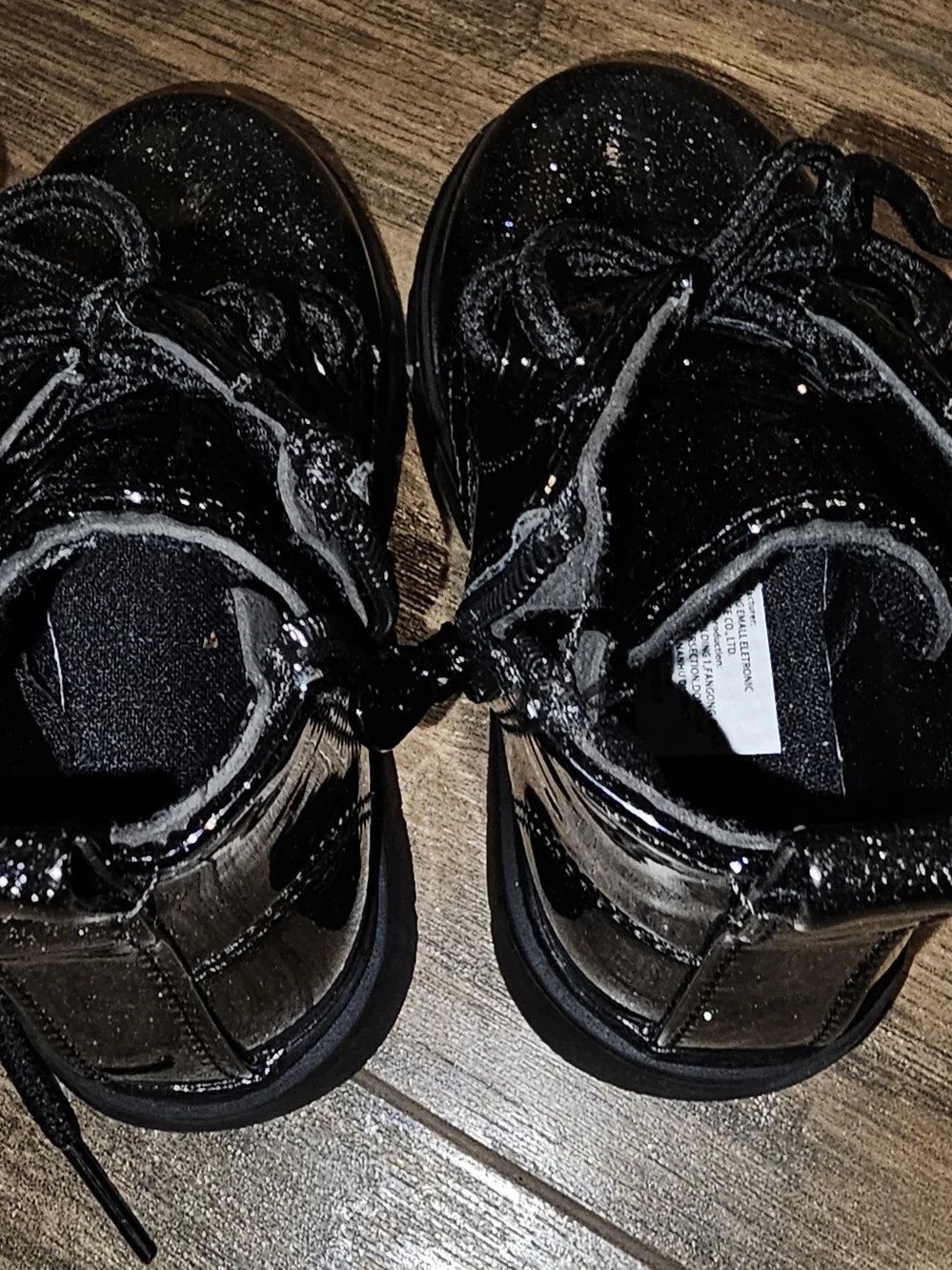 ComfyKids Cute Children Boots BlackGlitter Print Girl Lace Up Boots 5.5